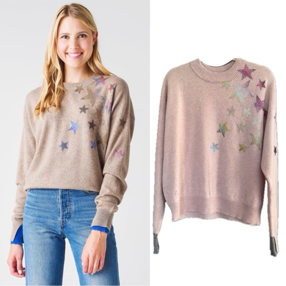 Zadig & Voltaire Sweaters - Zadig & Voltaire Gaby Star Pink Cashmere Relaxed Sweater S